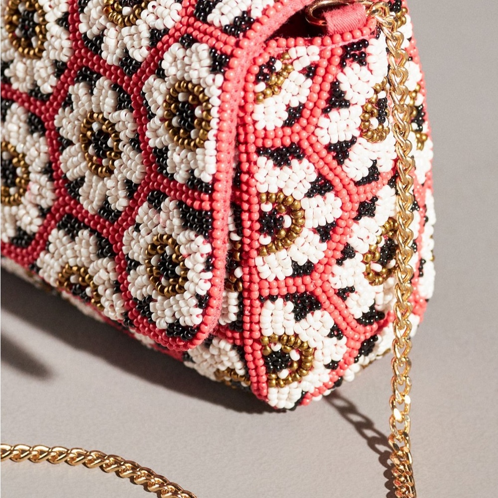 Anthropologie Beaded Floral Crossbody Bag / Clutch - Picture 11 of 13